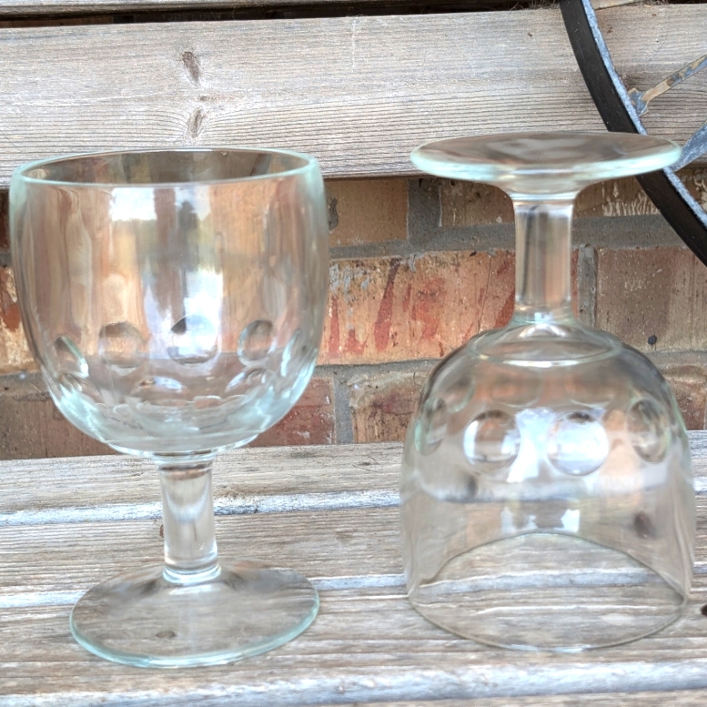 Pair of vintage Bartlett Collins thumbprint goblets